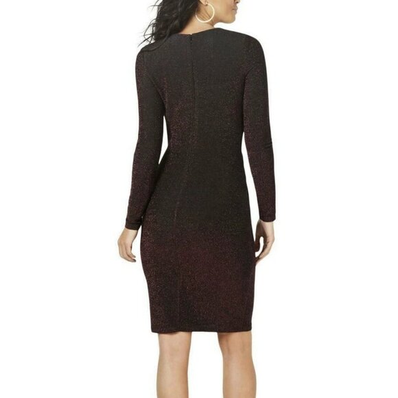 Michael Kors Metallic Twist Front Sheath Midi Dress Size Large Holiday Party - Picture 17 of 17